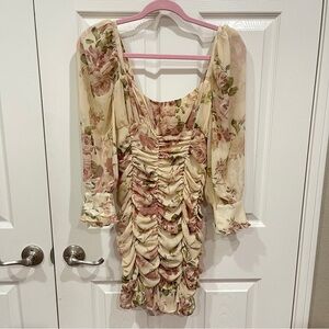 Zara Floral Printed Dress with Draping